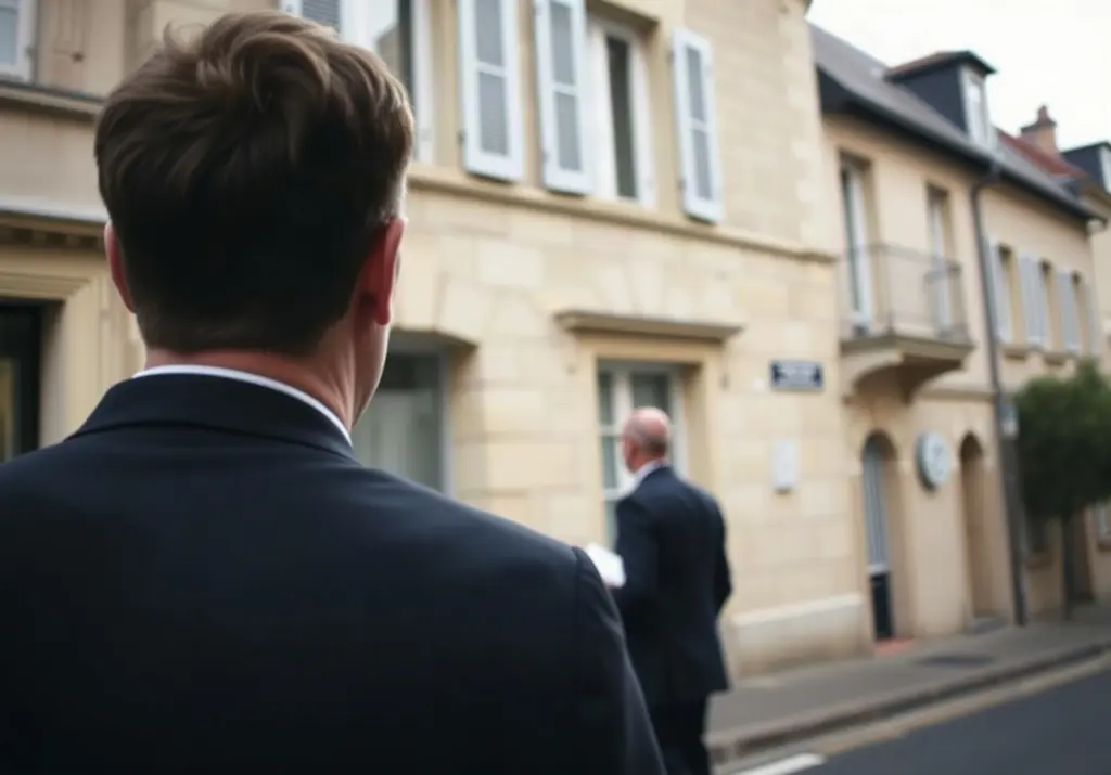 Investisseur examinant la façade d'un immeuble ancien