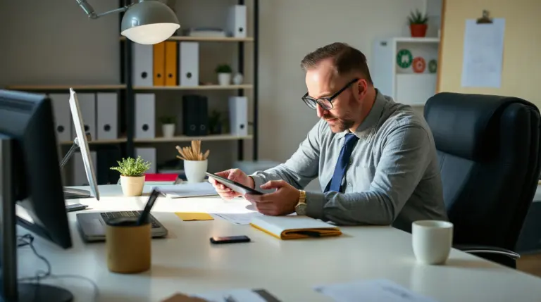 Propriétaire calculant son déficit foncier à son bureau