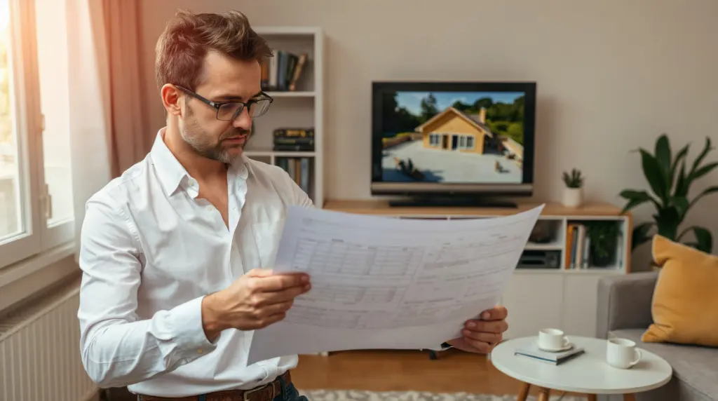 Propriétaire examinant des devis de travaux pour un appartement locatif