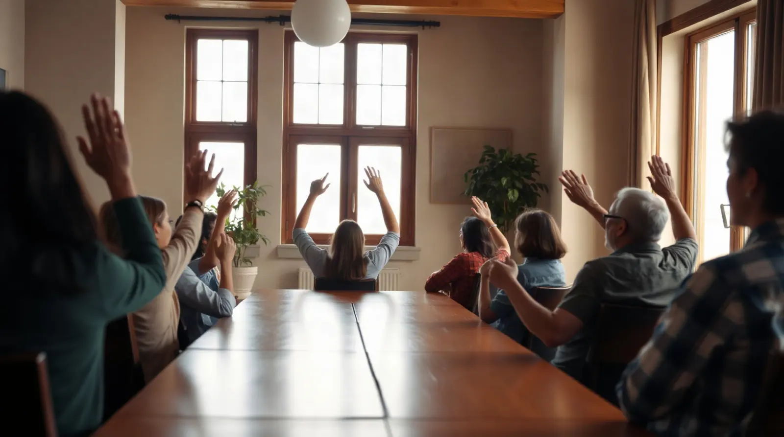 Des membres d'un conseil syndical réunis autour d'une table lors d'une assemblée générale 